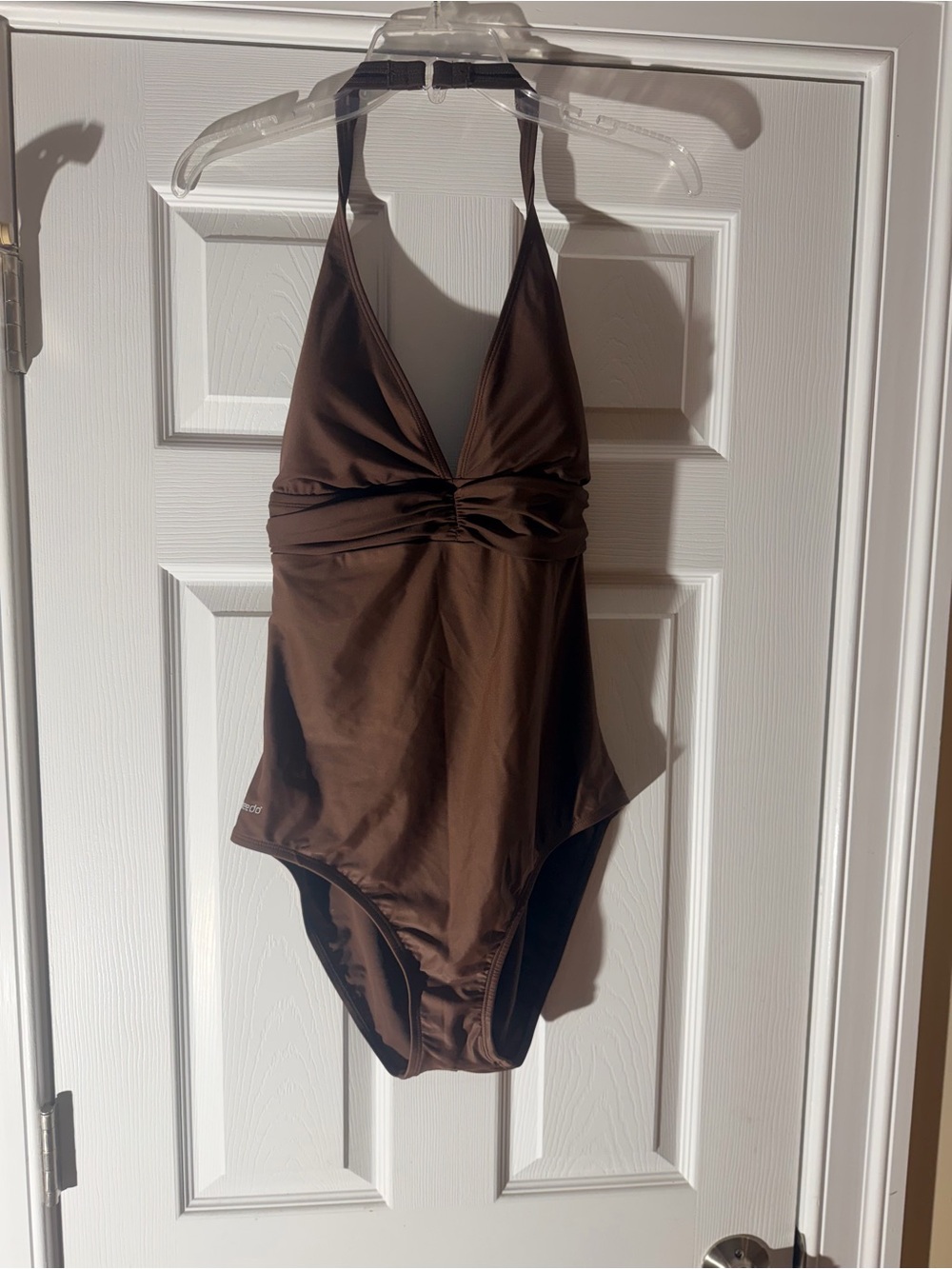 NEW Ladies Size 18 "Speedo" Miderate Brown Halter V-Neck One-Piece Swimsuit NEW
